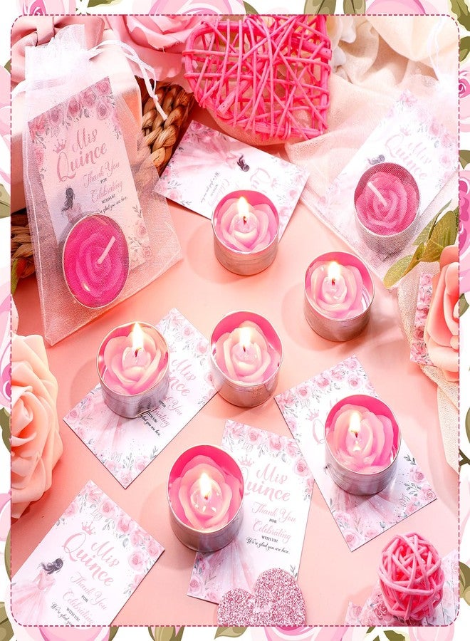Conelist 48 Sets Quinceanera Party Favors for Guests Quinceanera Candles Thank You Card Organza Bags Quinceanera Gifts for Girl Princess Sweet 15th Birthday Decorations - Image 3