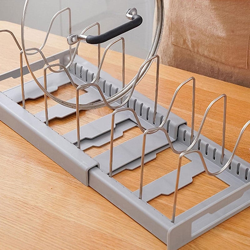 Sukee Pot Lid Holder Stainless Steel Countertop Pan Lid Organizer Space Saving Easy Installing Kitchen Holder Supplies for Hotels Restaurants Bars HomesPlastic - Image 5