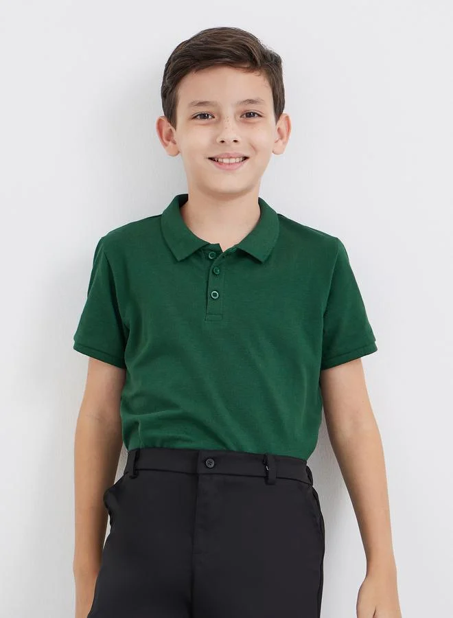 ستايلي Styli Boys Green Cotton Polo T-Shirt