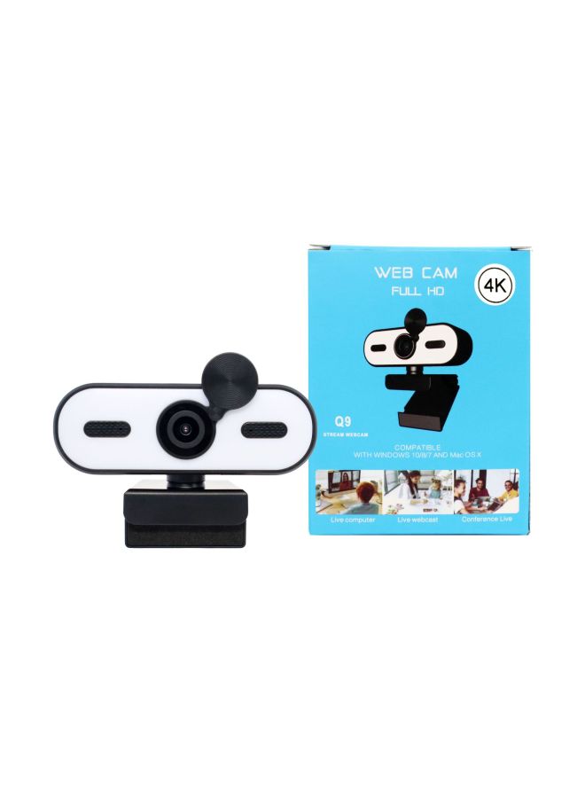 High Definition Beauty And Light Supplements Computer Camera Live Online Class Online Conference Desktop Notebook External USB-Color:Q9-4k (fixed Focal Length 30 Frames English Packaging) - Image 1