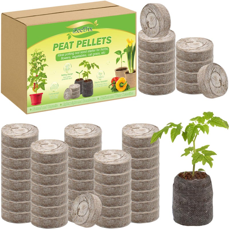 Zeedix 30Mm 50Pcs Compressed Peat Pellet Fiber Soil Plant Seed Starters - Nursery Plugs Pallet Seedling Soil Block For Grow Herbs Plant Flowers Vegetables(With Box) - Image 1