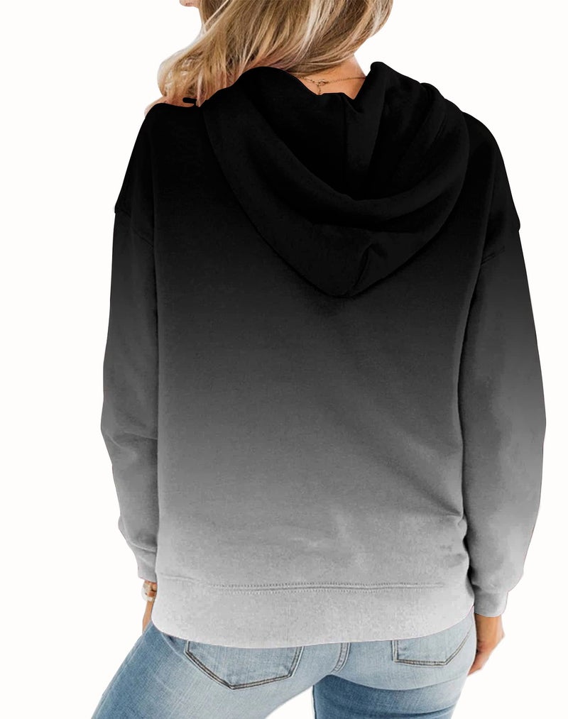 BeadChica Women's Casual Hoodies Round Neck Long Sleeve Sweatshirts With Pocket Lightweight Pullover Tops-Gradient-L - Image 3