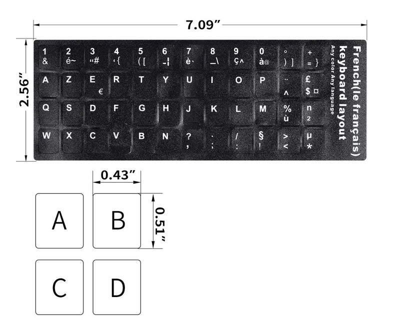 CaseBuy [2PCS Pack] French Keyboard Stickers,Matte Vinyl Keyboard Sticker with White Letters Non-Transparent for PC Computer Laptop Notebook Desktop Keyboards (French) - Image 3