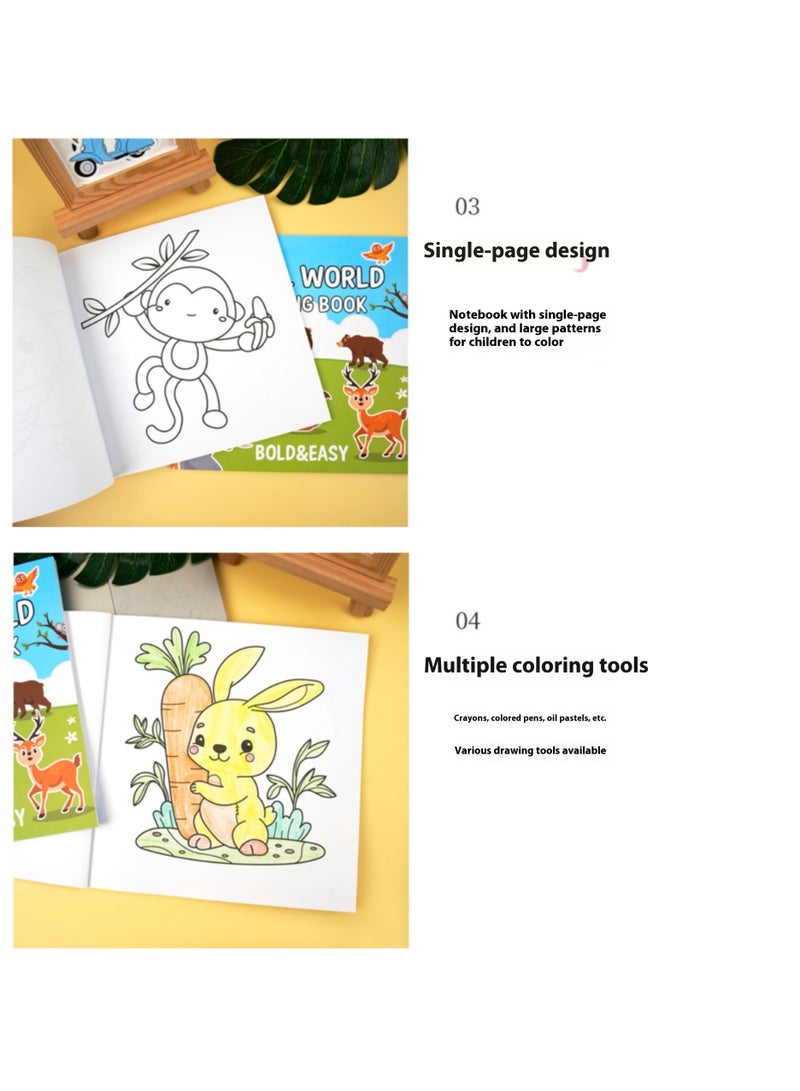 1 Piece Animal World Coloring Book Children's Graffiti Coloring Book 40 Pages Hand-painted Graffiti Children's Simple Coloring Book - Image 3