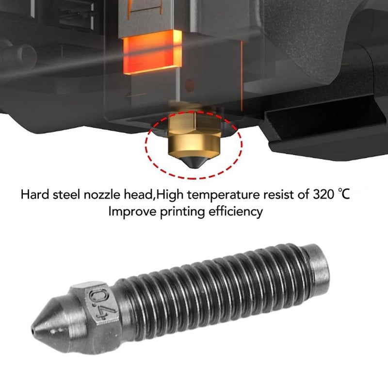 Nozzle Kit for 3D Printer Extruder Hardened Steel 0.4mm High Flowwear Proof M6x25mm 5 Pack - Image 4