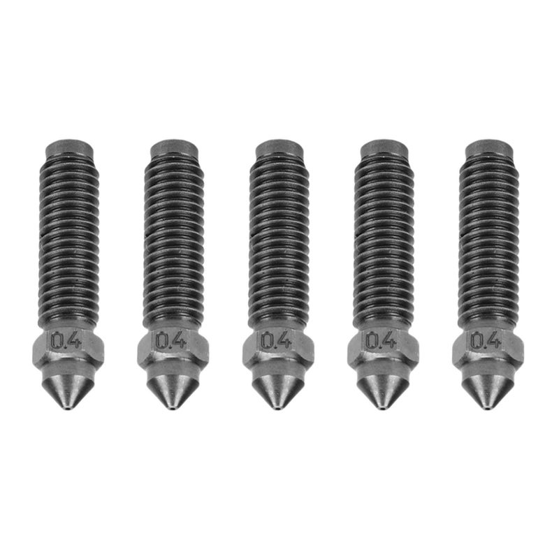 Nozzle Kit for 3D Printer Extruder Hardened Steel 0.4mm High Flowwear Proof M6x25mm 5 Pack - Image 2