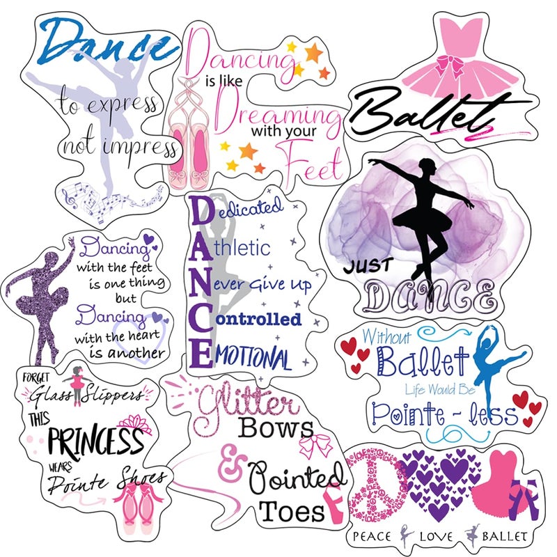 ASaBee Ballerina Stickers  Perfect Ballet Gifts for Girls  Waterproof Extra Sticky Durable Vinyl  Work Great On Ballerina Water Bottles A Laptop Car Decal Or As Party Favors