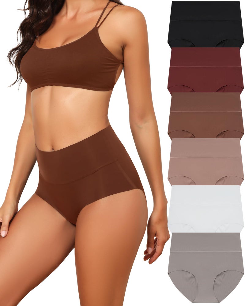 LEVAO High Waist Seamless Underwear for Women No Show Panties Full Coverage Brief Comfortable Underwear Multi Pack S-XXL - Image 1