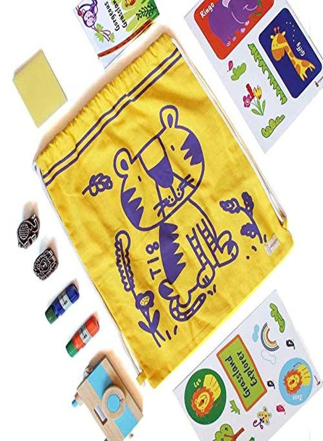 Shumee Adventure Kit Grassland Themed Tiger (Age 3+) | Kids Camera Stamp Set Stickers Record Book Drawstring Bag | Eco Friendly Toy | Natural Materials | Child Safe | Handcrafted |Lovely Gift For Kids - Image 4