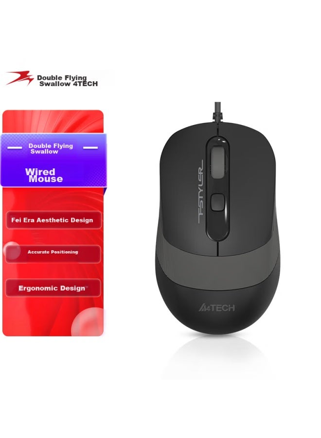 A4TECH A4tech Fm10 Fei Shidai Wired Mouse, Laptop And Desktop Computer Office Home Portable Mouse, Non-slip Dual-color Wing, Usb Interface, Su Kong Gray - Image 1