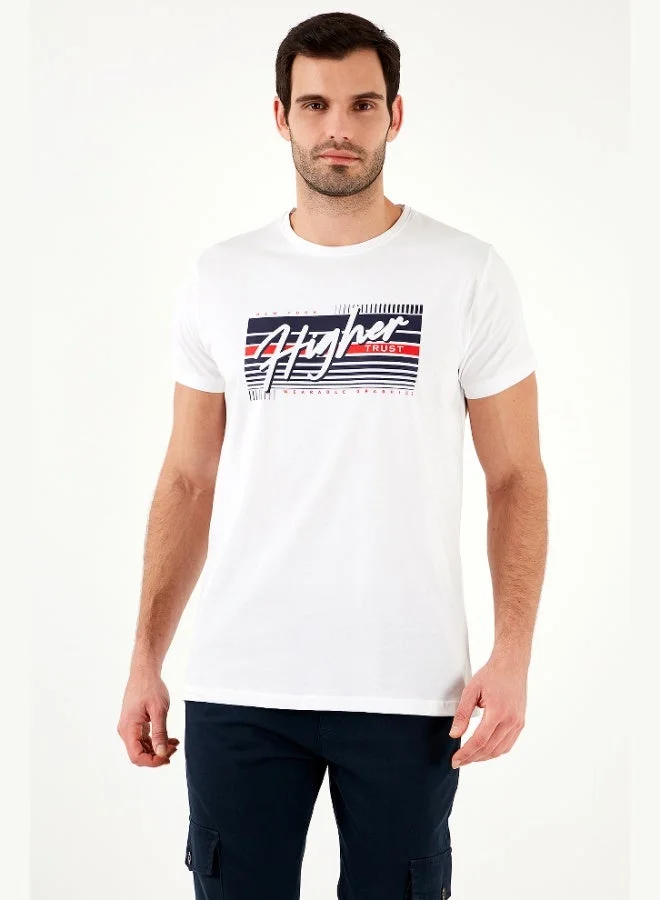 Buratti  Buratti Cotton Slim Fit Crew Neck Printed T Shirt Men's T SHIRT 541HIGHER for Men | Best Price UAE