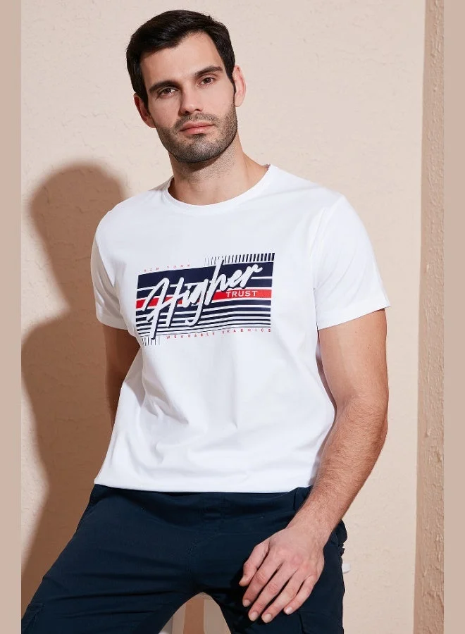 Buratti  Buratti Cotton Slim Fit Crew Neck Printed T Shirt Men's T SHIRT 541HIGHER for Men | Best Price UAE