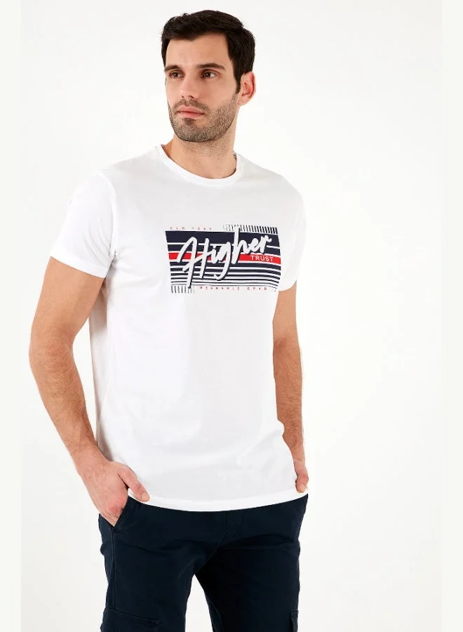 Buratti  Buratti Cotton Slim Fit Crew Neck Printed T Shirt Men's T SHIRT 541HIGHER for Men | Best Price UAE