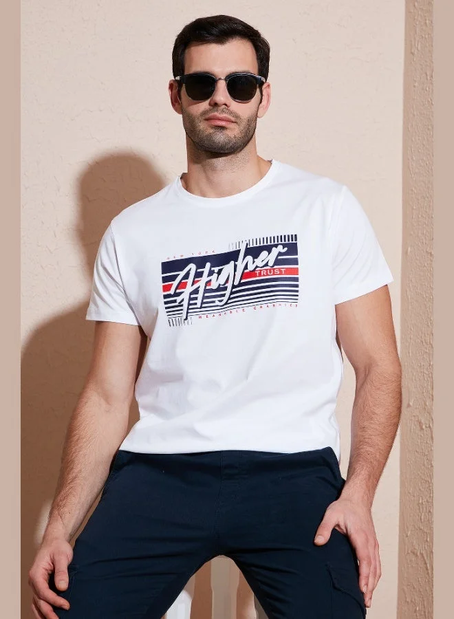Buratti  Buratti Cotton Slim Fit Crew Neck Printed T Shirt Men's T SHIRT 541HIGHER for Men | Best Price UAE