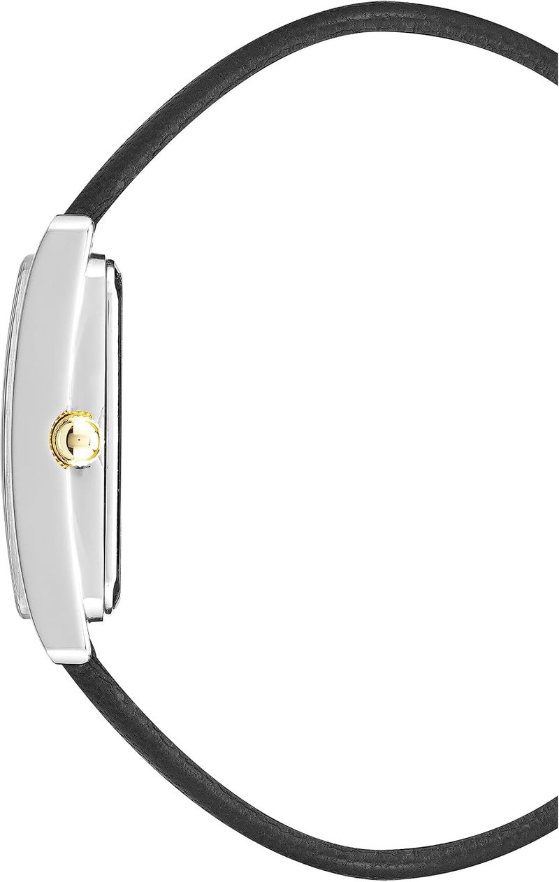Anne Klein Women's Leather Strap Watch with Mother-of-Pearl Dial, Black/Two Tone - Image 2