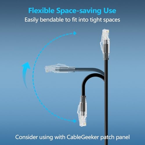 CableGeeker Patch Cables Cat6a 14ft (12 Pack) Slim, Cat6 Ethernet Patch Cable 10G Support, Snagless RJ45 Cat 6 Patch Cable for Patch Panel to Switch, Flexible Network Cable - 14 Feet Black - Image 3