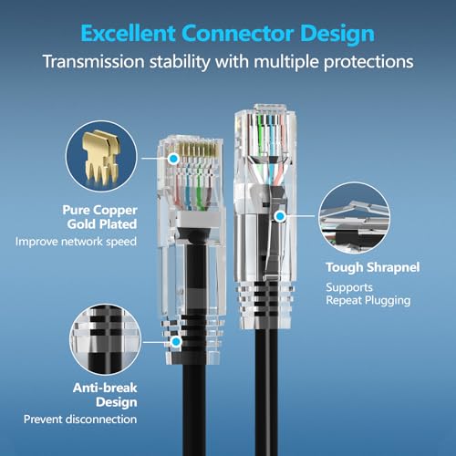 CableGeeker Patch Cables Cat6a 14ft (12 Pack) Slim, Cat6 Ethernet Patch Cable 10G Support, Snagless RJ45 Cat 6 Patch Cable for Patch Panel to Switch, Flexible Network Cable - 14 Feet Black - Image 5