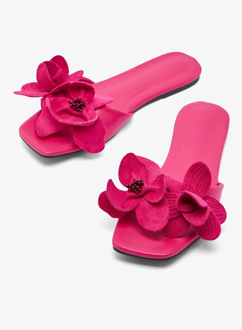 Ginger Floral Detail Flat Sandals