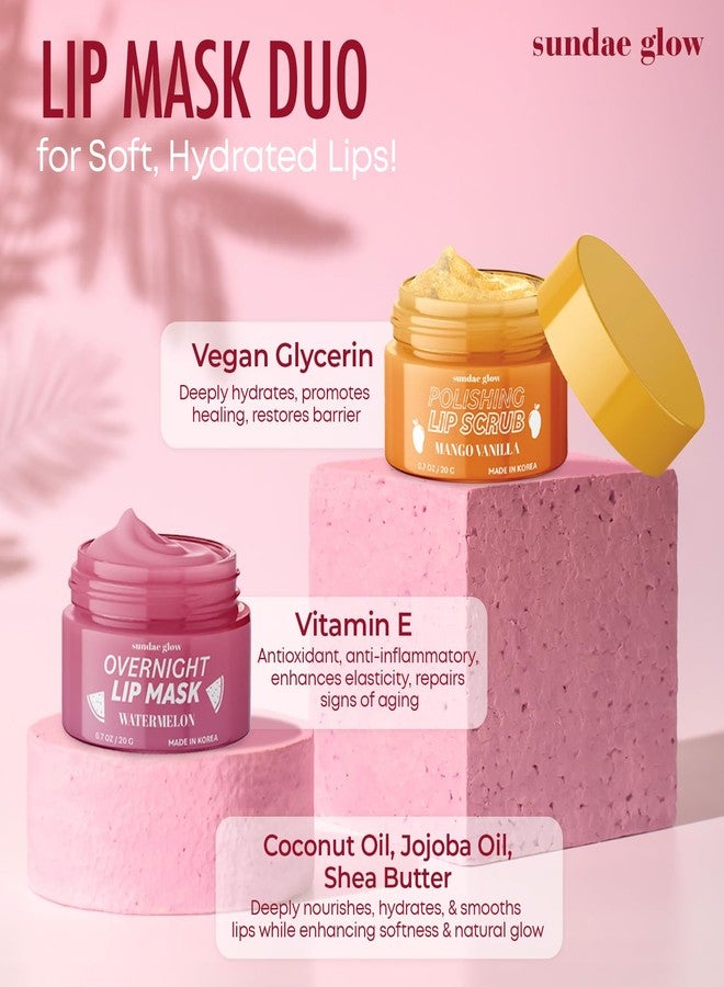 Sundae Glow قناع وشامبو الشفاه ثنائي نكهة المانجو والفانيليا والبطيخ - مختبر من قبل أطباء الجلد، مضاد للشيخوخة، العناية بالبشرة الكورية، ترطيب عميق - شفاه ناعمة وطرية وممتلئة - جمال نظيف، نباتي، غير معدل وراثيًا - 1 عبوة - Image 4