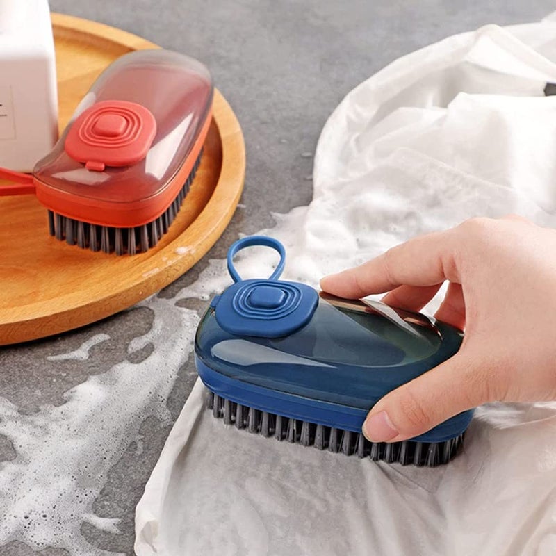 Leeonz Leeonz Soap Dispenser Scrub Cleaning Brush Household Cleaning Tools Washing Brush for Laundry Cloth Shoe, Good Scrubber Cleaner for Bathroom Kitchen Tub Shower Sink Carpet (Blue) - Image 2