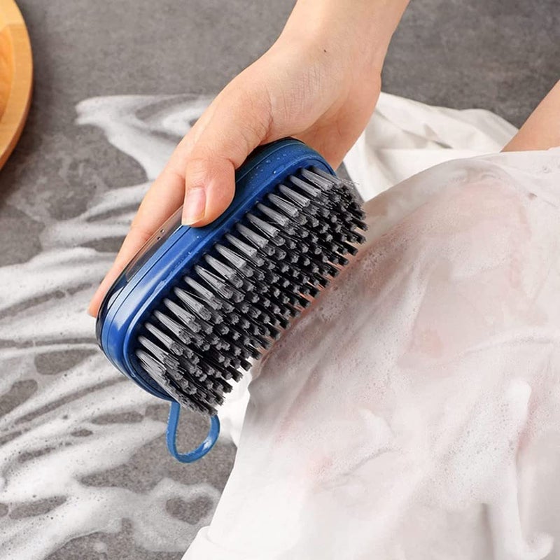 Leeonz Leeonz Soap Dispenser Scrub Cleaning Brush Household Cleaning Tools Washing Brush for Laundry Cloth Shoe, Good Scrubber Cleaner for Bathroom Kitchen Tub Shower Sink Carpet (Blue) - Image 1