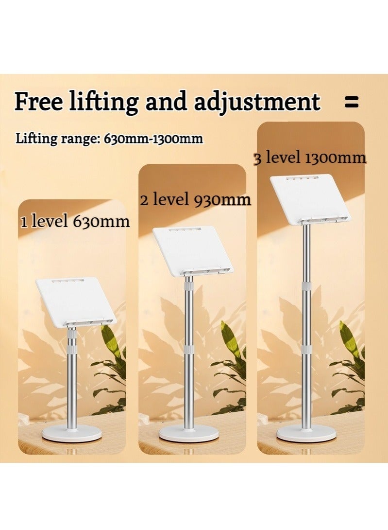 WALALLA 1PC Book Stand for Reading Adjustable Podium Stand,  Metal pole, Music Display Stand, Multifunctional Panel, white - Image 5