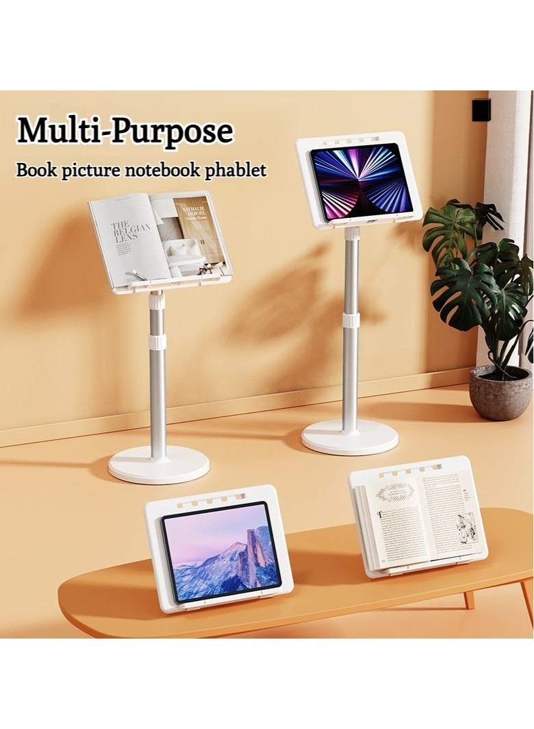 WALALLA 1PC Book Stand for Reading Adjustable Podium Stand,  Metal pole, Music Display Stand, Multifunctional Panel, white - Image 2