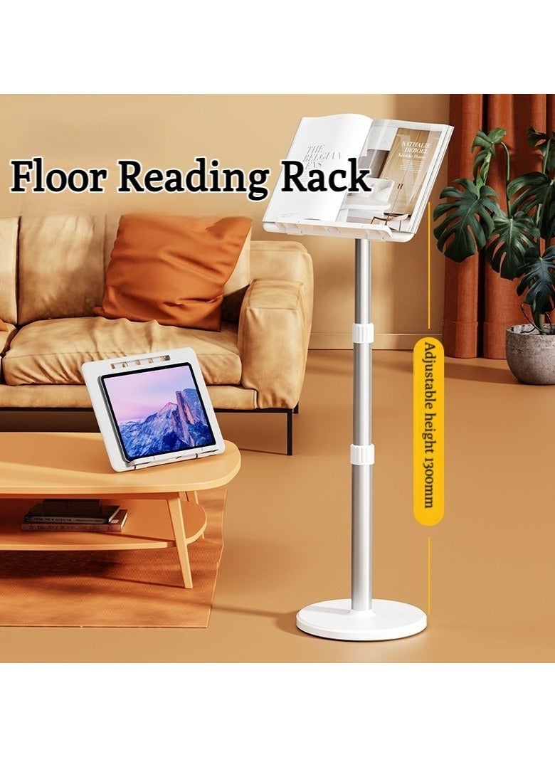 WALALLA 1PC Book Stand for Reading Adjustable Podium Stand,  Metal pole, Music Display Stand, Multifunctional Panel, white - Image 4