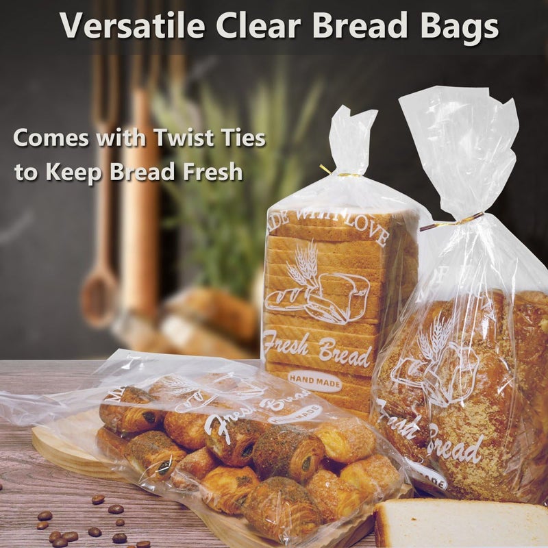 Cupplation Bread Loaf Packing Bags with Ties, Printed Large Bakery Homemade Bread Plastic Bags, 8â€ x 4â€ x 18â€,40 Pack, Printed Container Reusable Adjustable - Image 5