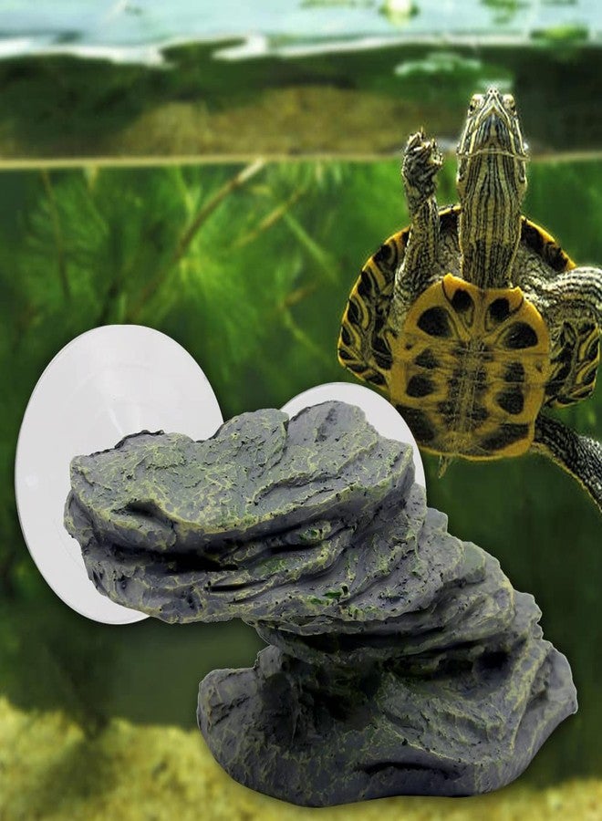 APlayfulBee Turtle Basking Platform with Strong Suction Cups，Fish Tank Aquarium Tortoise Climbing Platform , Reptile Climbing Shale Resin Step Ledge Stone Aquarium Ornament Rock Float Resting Terrace for Frogs - Image 5