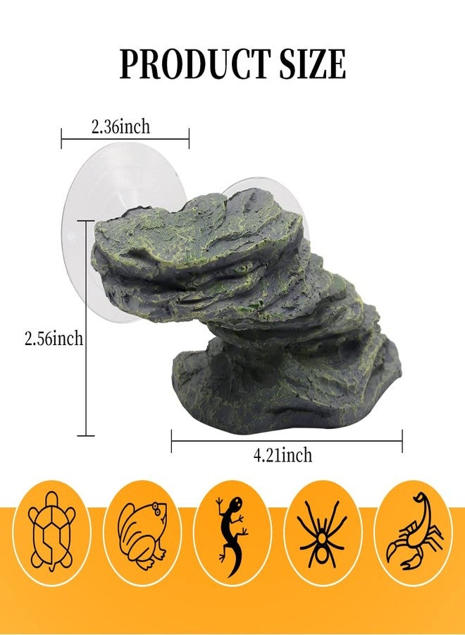 APlayfulBee Turtle Basking Platform with Strong Suction Cups，Fish Tank Aquarium Tortoise Climbing Platform , Reptile Climbing Shale Resin Step Ledge Stone Aquarium Ornament Rock Float Resting Terrace for Frogs - Image 2