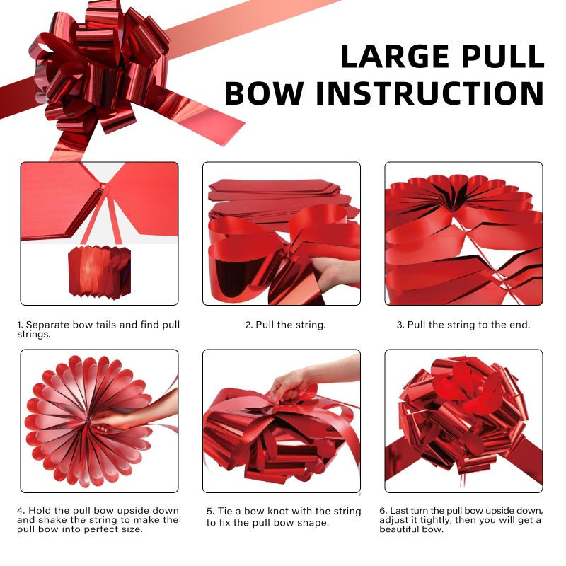 Hollima Big Car Bow Metallic Red, 20 Inch Round Shape Present Bows, Giant Bow for Cars Decor, New Houses, Birthday, Christmas, Wedding, Party, Large Gift Wrapping - Image 4