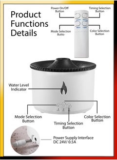 DBLEW Volcano Flame Aroma Air Humidifier with Remote Control Jellyfish Mist Electric Aromatherapy Essential Oil Diffuser For Bedroom Baby Room Home Office Yoga Spa With 2 Mist Modes And Dual Lightning Color  - Image 4