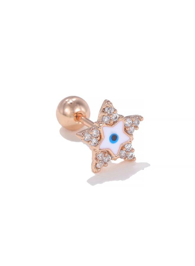 Colorful Geometric Micro Inlaid Zircon Stud Earrings Creative Cute Bow Piercing Ear Bone Nail Stainless Steel Earrings 