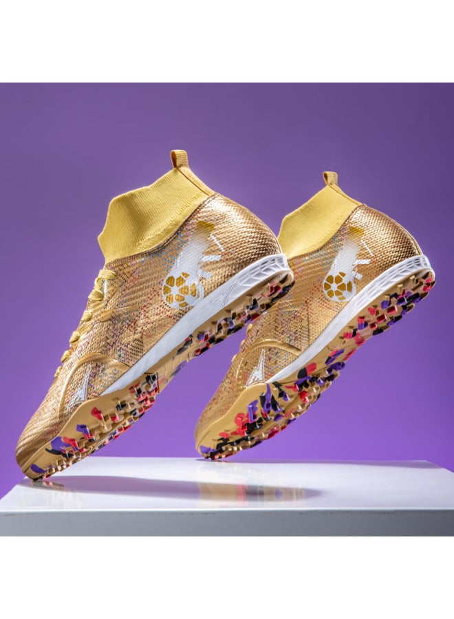 26 High-Top Soccer Cleats for Boys Girls and Adults, Breathable Anti-Slip Training Shoes, Long-Stud Professional Sports Shoes
