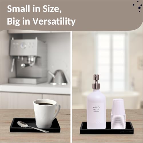 Spacewiser Countertop and Vanity Tray – Small 7.7” Silicone Tray, Soap Dispenser Trays, Bathroom Trays, Kitchen Soap Holder Sink Organizer Counter Caddy for Soaps Bottle Keys, Sponge Holder Dish Black - Image 5
