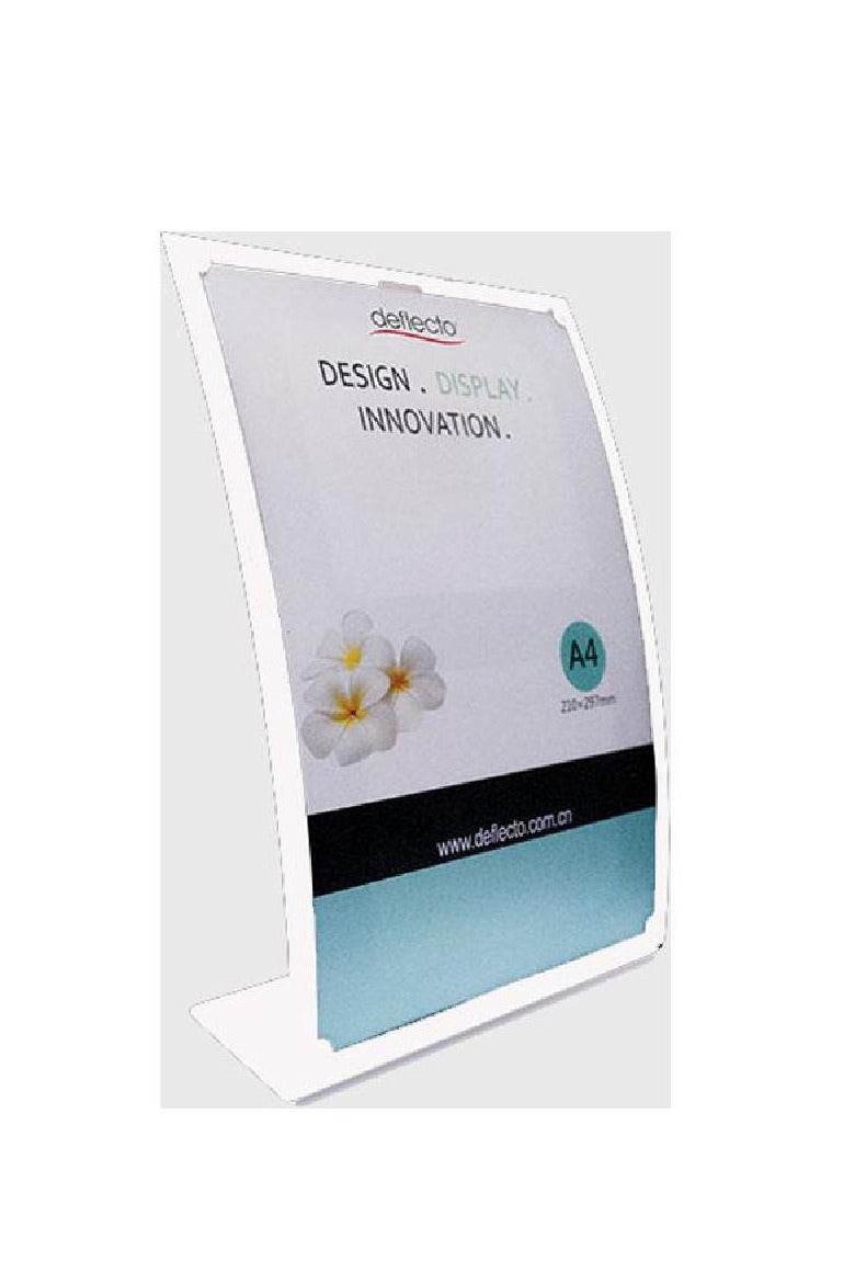 Slanted Sign Holder (L-shape) A4Table Top Plastic White