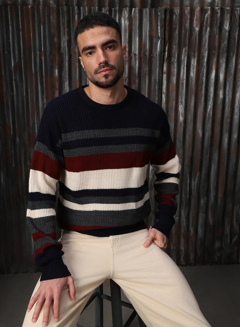 HIGH STAR Men's Multicoloured 100% Acrylic Solid Regular Fit Sweater  - Image 1