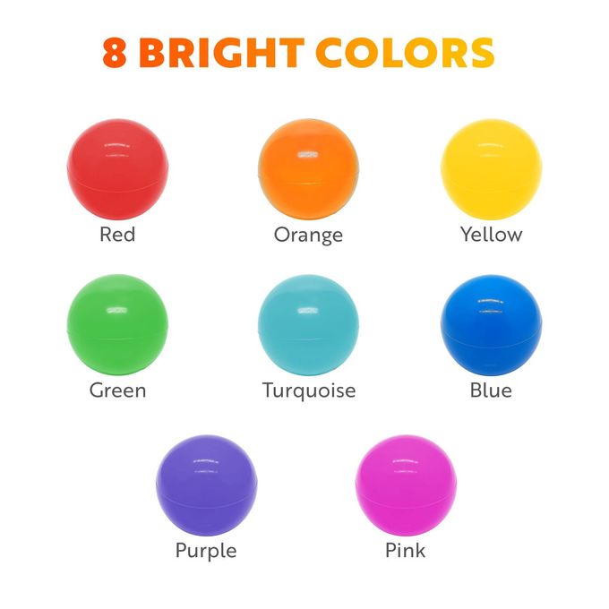 Playz Soft Plastic Mini Ball Pit Balls 50 Count w/ 8 Vibrant Colors Crush Proof, No Sharp Edges, Non Toxic, Phthalate & BPA Free for Baby Toddler Ball Pit, Play Tents & Tunnels Indoor & Outdoor - Image 5