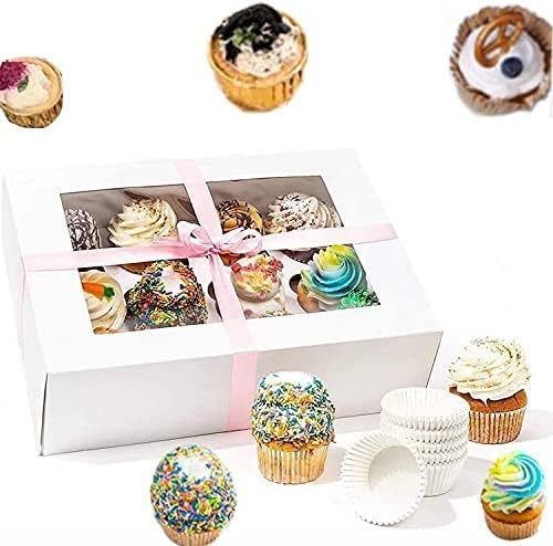 Rarapop 25 Pack Cupcake Boxes Hold 12 Standard Cupcakes, Food Grade Cupcake Holders Bakery Carrier Boxes with Windows and Inserts for Cupcakes, Muffins and Pastries - Image 5
