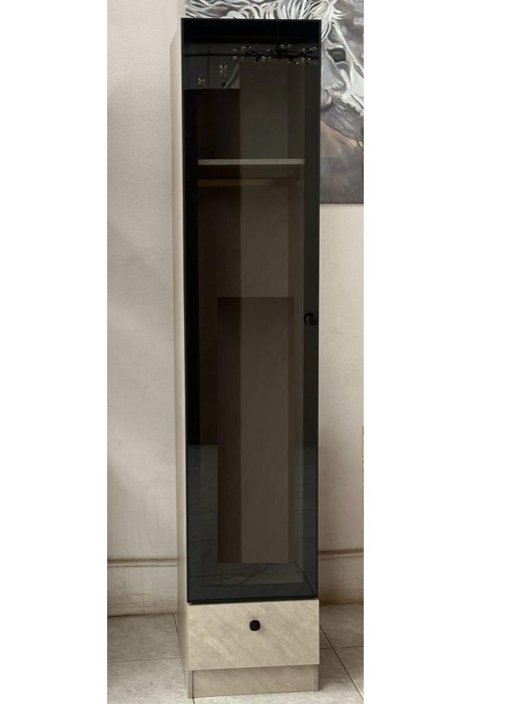 Generic WARDROBE SINGLE DOOR WITH GLASS, DRESS HANGER, ONE SHELF, ONE DRAWER 200*40*50 CM  - Image 1