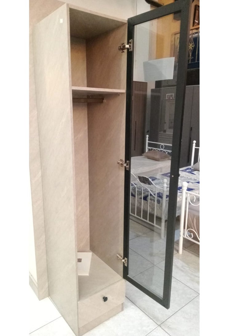 Generic WARDROBE SINGLE DOOR WITH GLASS, DRESS HANGER, ONE SHELF, ONE DRAWER 200*40*50 CM  - Image 3