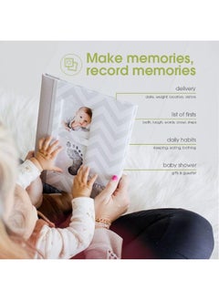 pearhead Pearhead First 5 Years Chevron Baby Memory Book, Clean-Touch Baby Safe Ink Pad for Baby’s Handprint or Baby’s Footprint, Gender Neutral Baby Milestone And Pregnancy Book, Gray  - Image 4