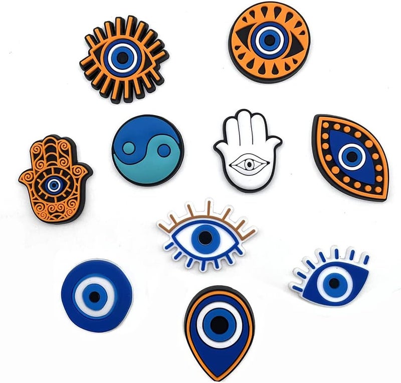 Yeaco Evil Eyes Theme Shoe Charms - 10PCS Set for Clogs and Bracelets - Image 1