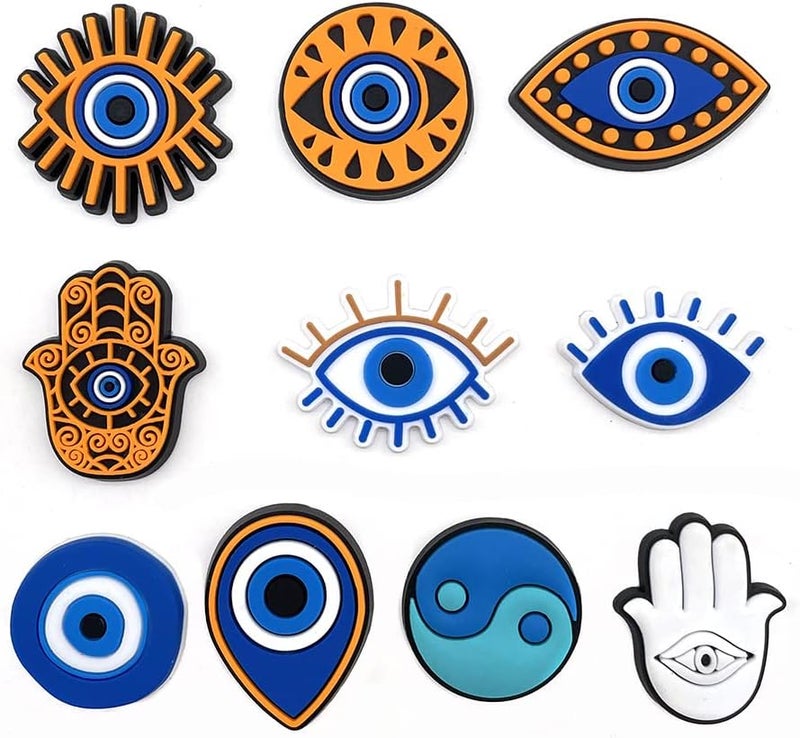 Yeaco Evil Eyes Theme Shoe Charms - 10PCS Set for Clogs and Bracelets - Image 3
