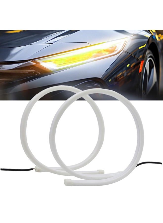 Ourbest Led Flexible Soft Daytime Running Lights, 12V DRL Switchback Glow Light Strip Lights Decorative Lamp for Car Dual Color Waterproof - White/Yellow (60CM 24inch 2Pcs) - Image 1