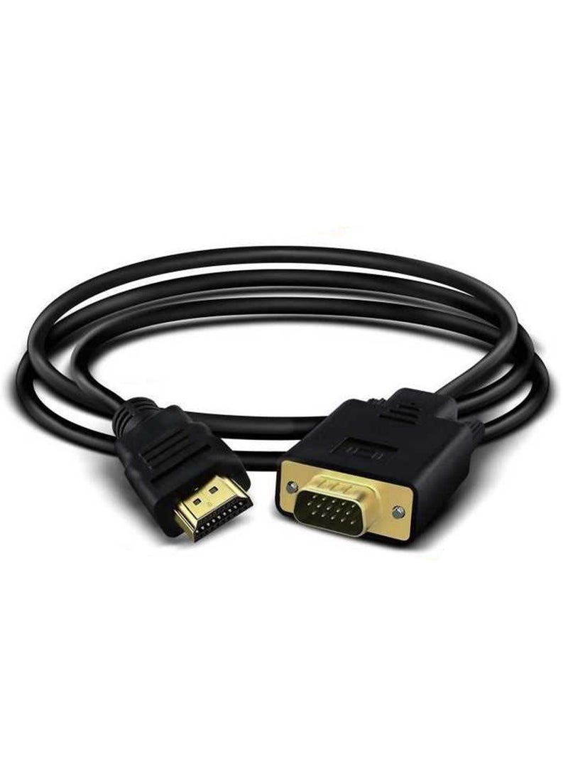 Generic - High Speed Cable HDMI to VGA Cable 1.5m 1080P Male to Male Stable image , Video Adapter with Built-in Chip not easy to rust , for Laptops , PC and display more stable signal transmission - black - Image 1