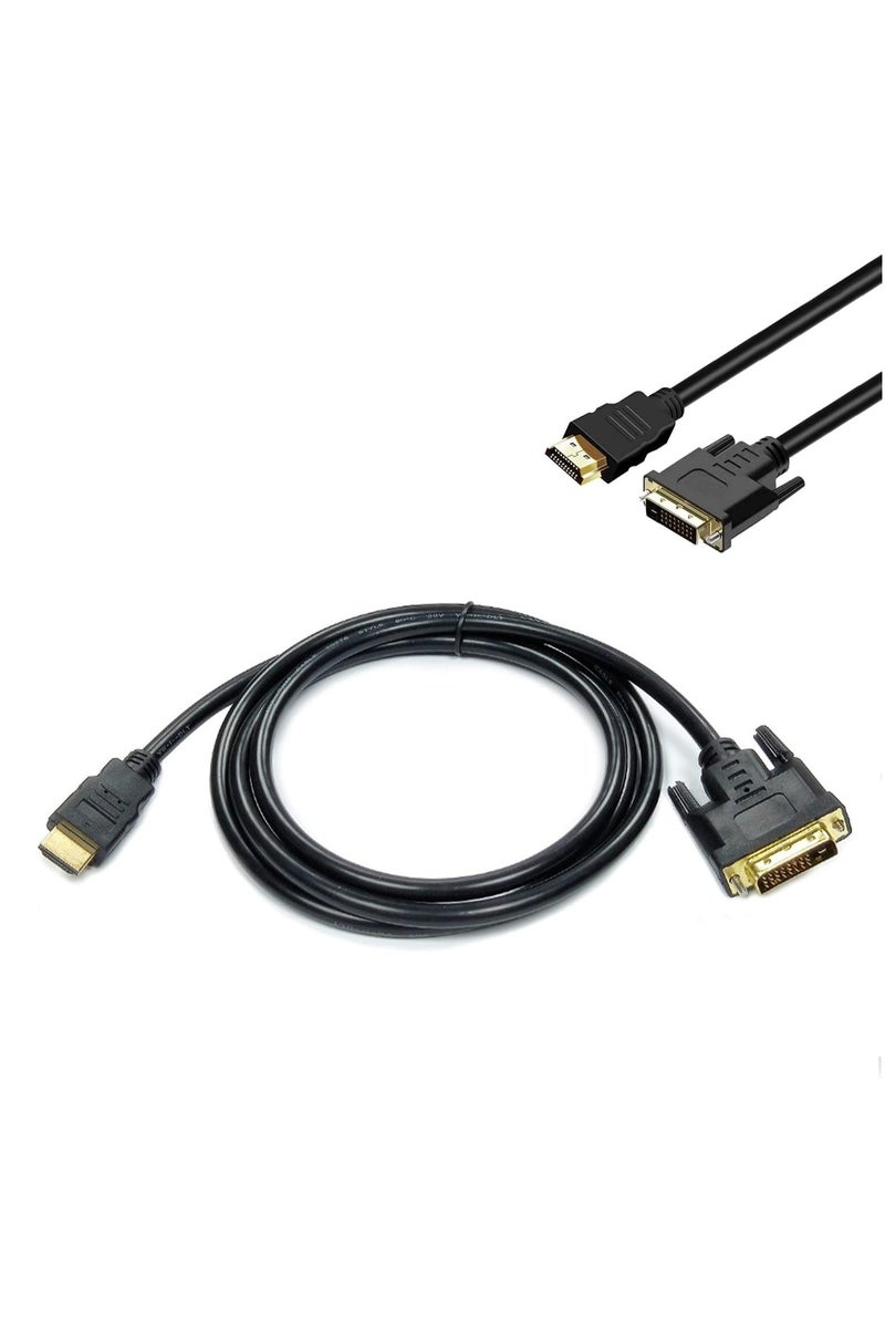 كابل عالي السرعة HDMI إلى DVI بطول 1.5 متر، دقة Full HD 1080P من ذكر إلى ذكر، صورة مستقرة، محول فيديو مع شريحة مدمجة ليس من السهل الصدأ، لأجهزة الكمبيوتر المحمولة والكمبيوتر الشخصي والشاشة، نقل إشارة أكثر استقرارًا - أسود - Image 1