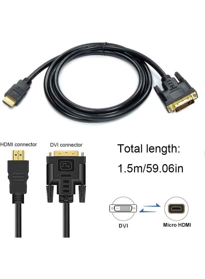 كابل عالي السرعة HDMI إلى DVI بطول 1.5 متر، دقة Full HD 1080P من ذكر إلى ذكر، صورة مستقرة، محول فيديو مع شريحة مدمجة ليس من السهل الصدأ، لأجهزة الكمبيوتر المحمولة والكمبيوتر الشخصي والشاشة، نقل إشارة أكثر استقرارًا - أسود - Image 4