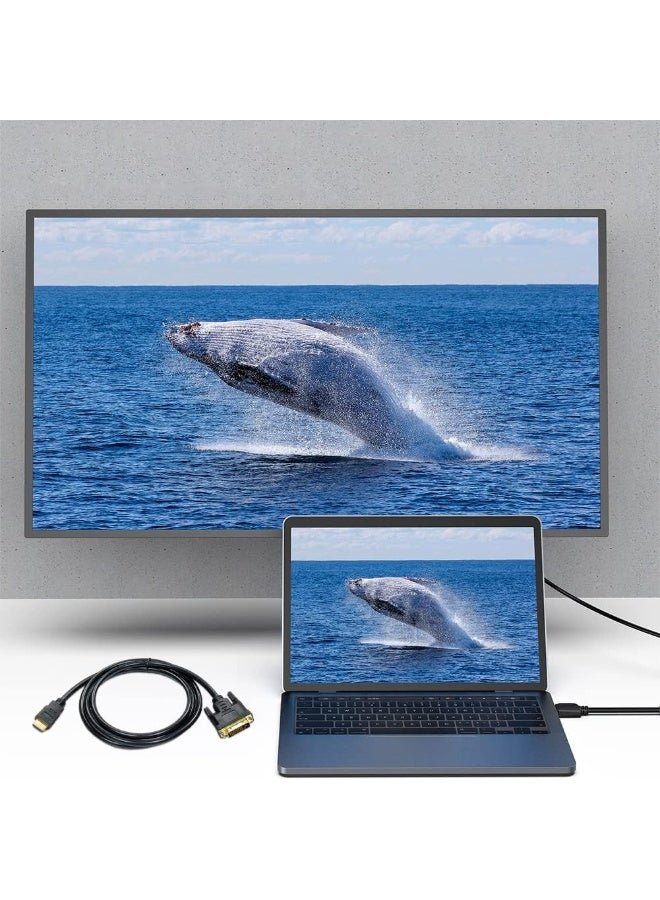 كابل عالي السرعة HDMI إلى DVI بطول 1.5 متر، دقة Full HD 1080P من ذكر إلى ذكر، صورة مستقرة، محول فيديو مع شريحة مدمجة ليس من السهل الصدأ، لأجهزة الكمبيوتر المحمولة والكمبيوتر الشخصي والشاشة، نقل إشارة أكثر استقرارًا - أسود - Image 5
